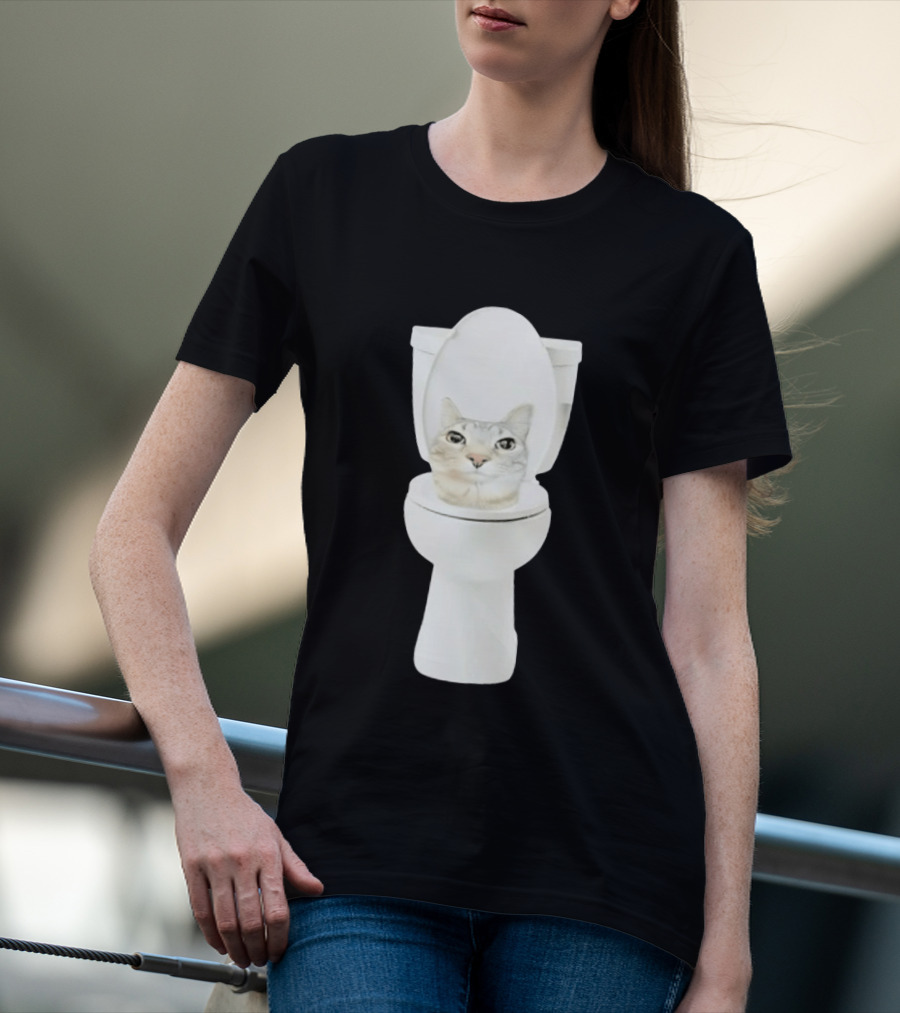 Skibidi Cat Toilet Humor Meme Fusion T-Shirt