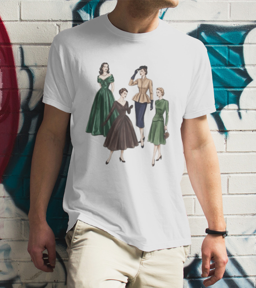 1950s Vintage Fashion Elegant Ladies Dresses T-Shirt