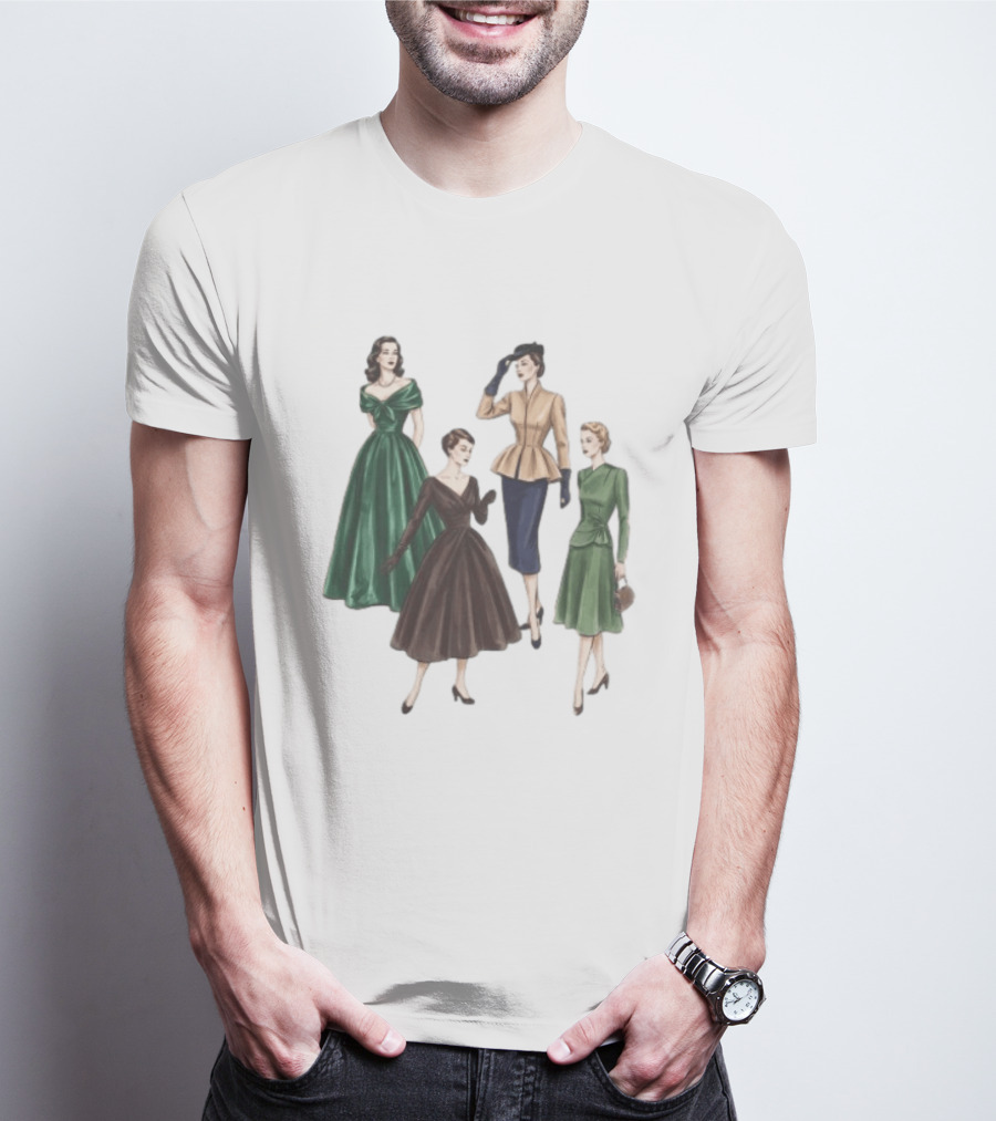 1950s Vintage Fashion Elegant Ladies Dresses T-Shirt