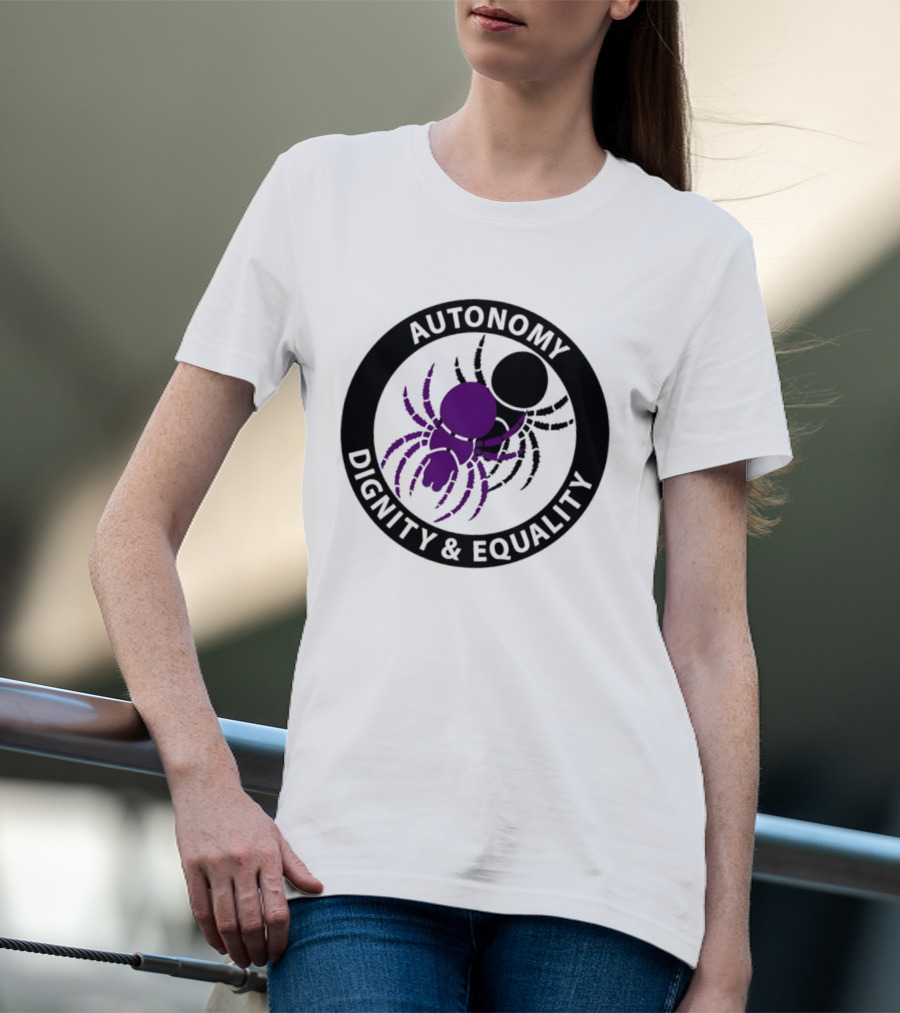 Autonomy Dignity Equality Purple Spider Emblem Social Justice T-Shirt