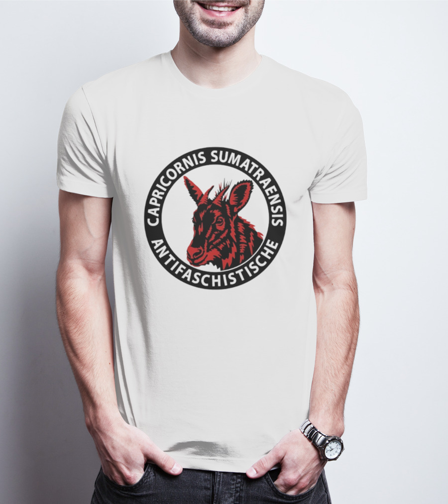 Capricornis Sumatraensis Antifaschistische Red Goat T-Shirt