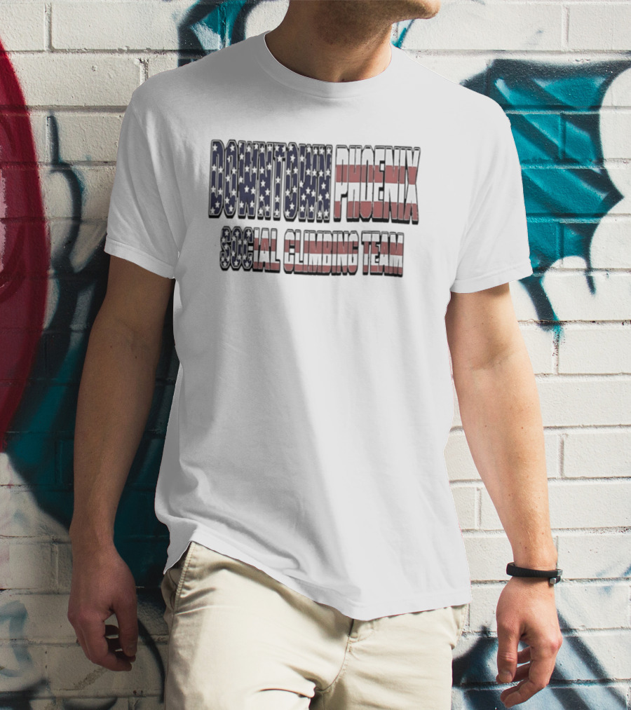 Downtown Phoenix Social Climbing Team American Flag T-Shirt