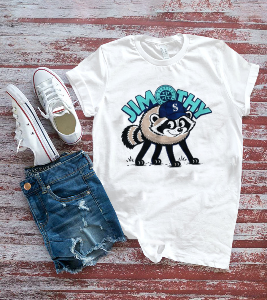 Jimothy Raccoon Seattle Night Cap With Star Compass T-Shirt