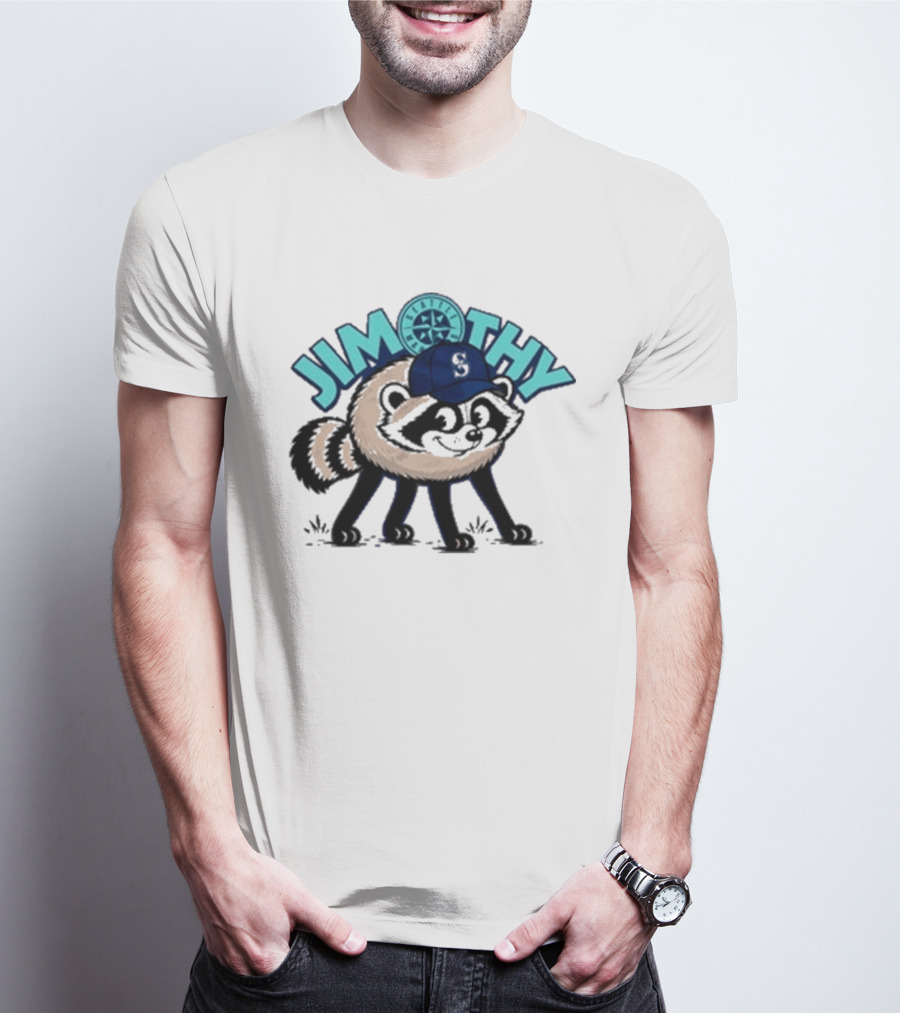 Jimothy Raccoon Seattle Night Cap With Star Compass T-Shirt