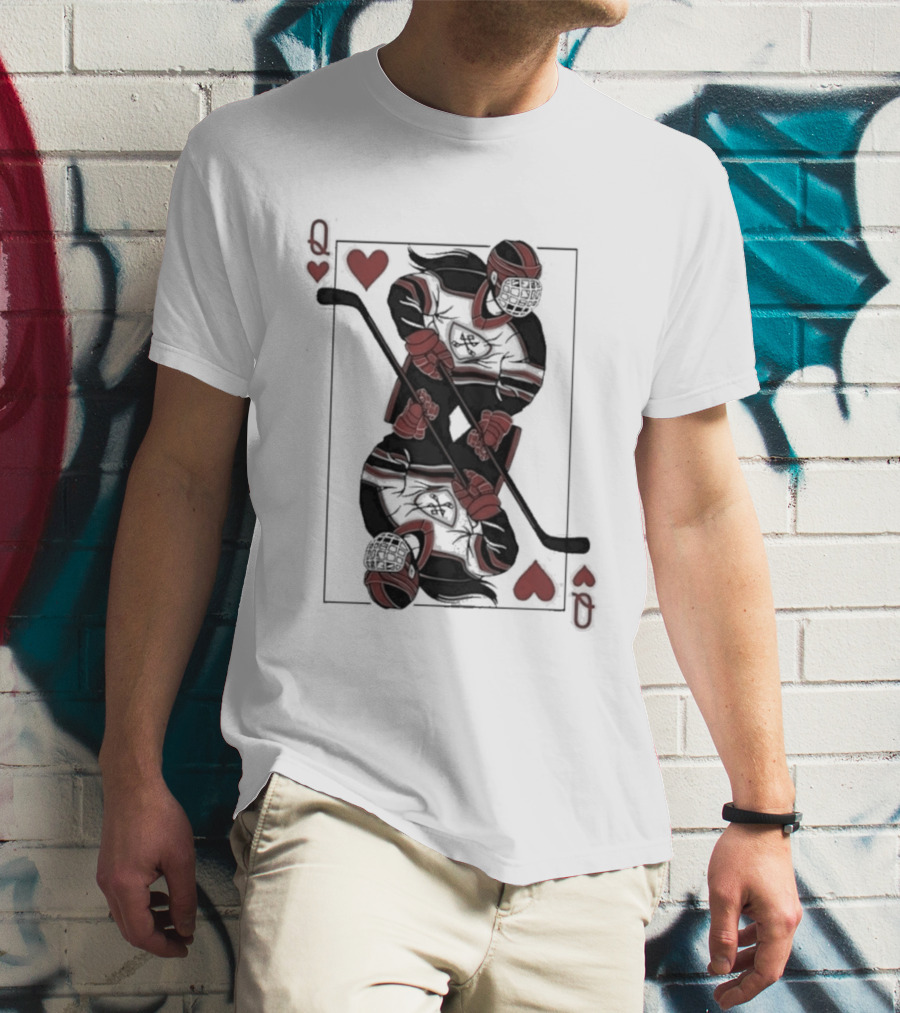 Queen Of Hearts Hockey Playing Card T-Shirt