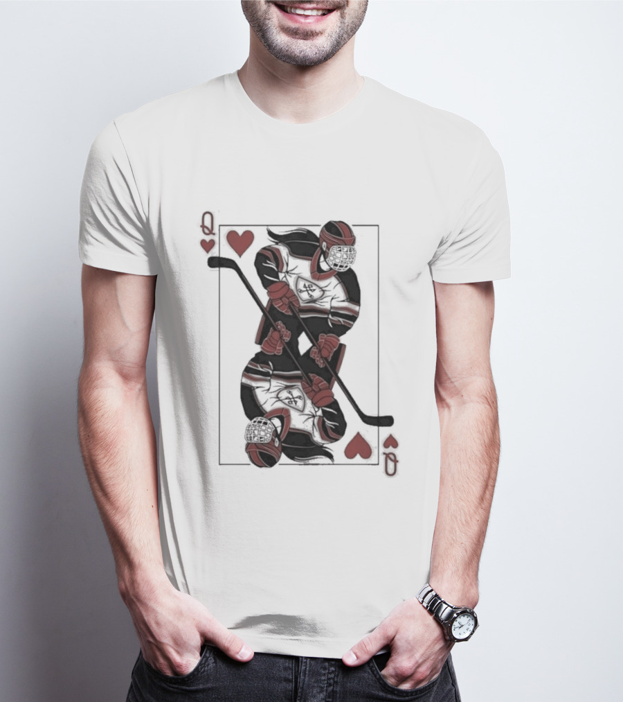 Queen Of Hearts Hockey Playing Card T-Shirt
