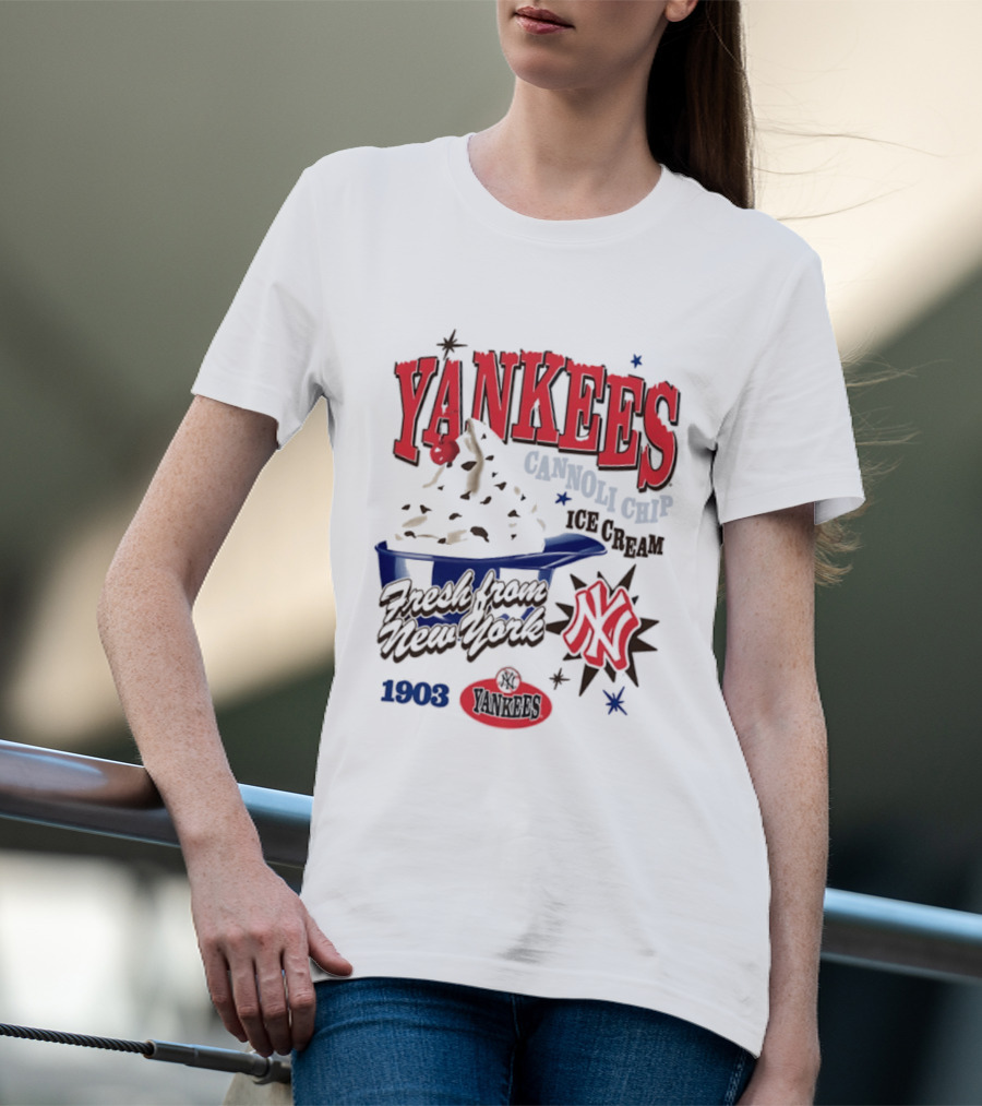 Yankees Cannoli Chip Ice Cream Fresh From New York Since 1903 T-Shirt