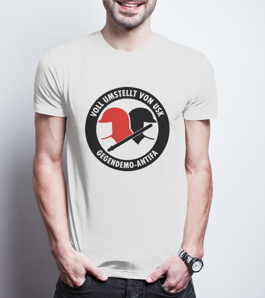 Voll Umstellt Von USK Gegendemo Antifa Helmet T-Shirt