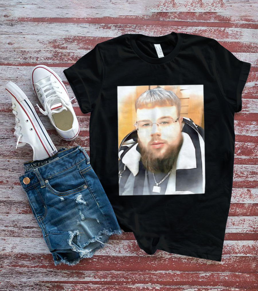 Joeyy Miracle Face Person Wearing Glasses And Chain With Striped Scarf T-Shirt