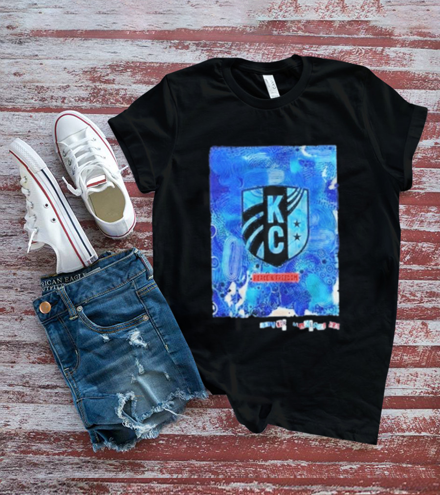 Kansas City Current KC Peace Freedom Blue T-Shirt