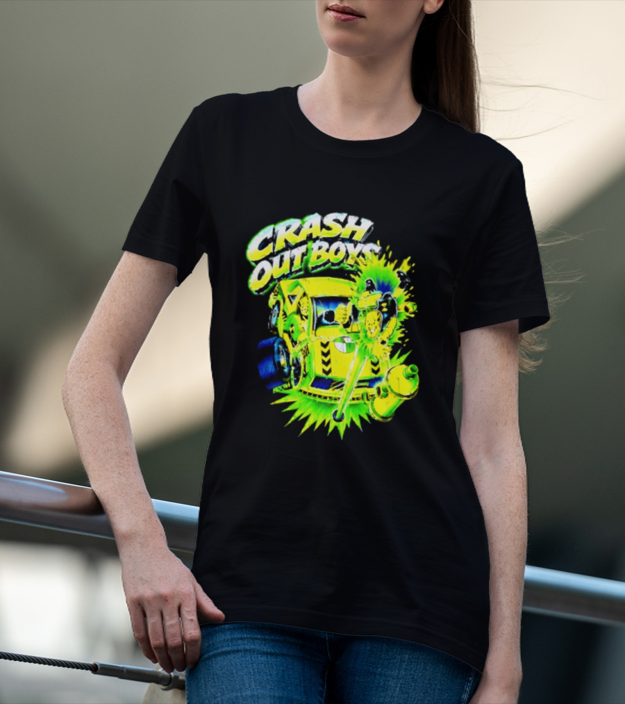 Crash Out Boys Neon Green Punk Streetwear Sludge T-Shirt