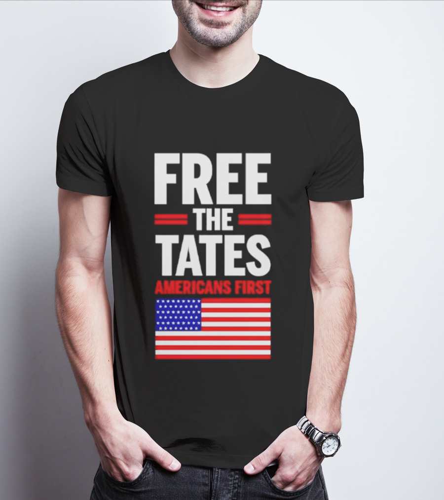 Free The Tates Americans First USA Flag T-Shirt