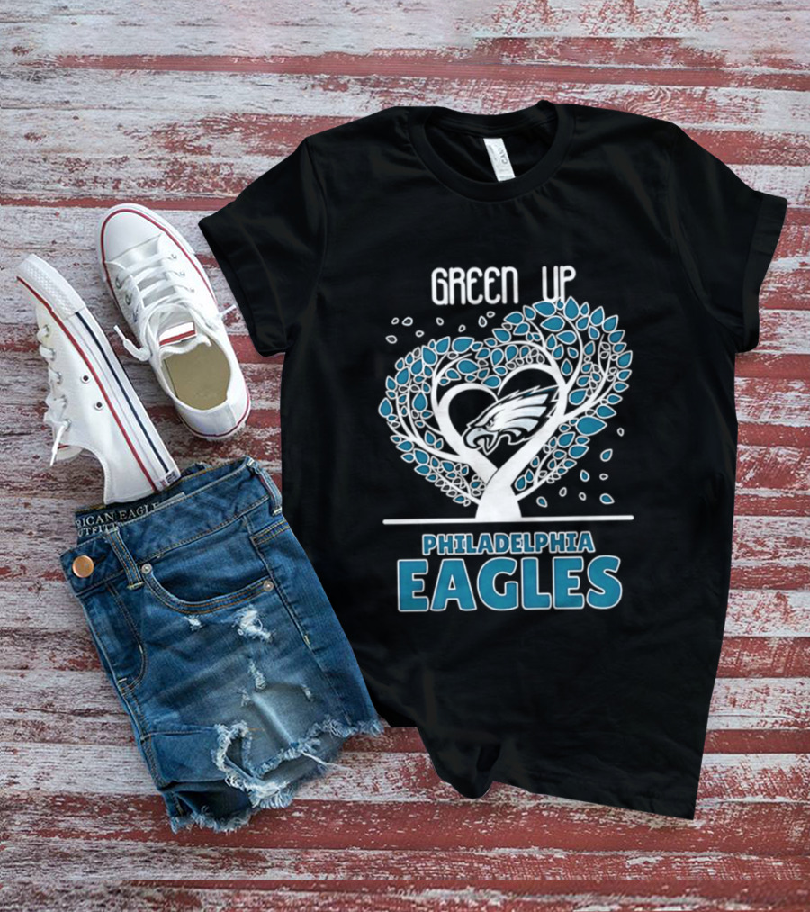 Philadelphia Eagles Green Up Heart Tree 2026 T-Shirt