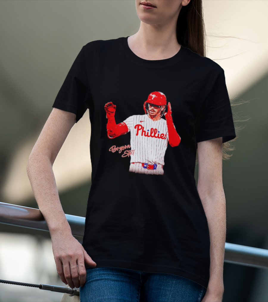 Philadelphia Phillies Bryson Stott Baseball Player Red And White Uniform T-Shirt