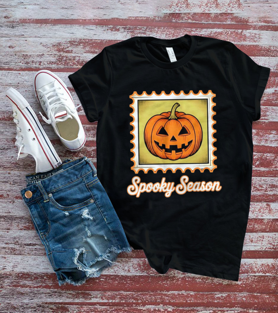 Spooky Season Pumpkin Stamp Halloween T-Shirt