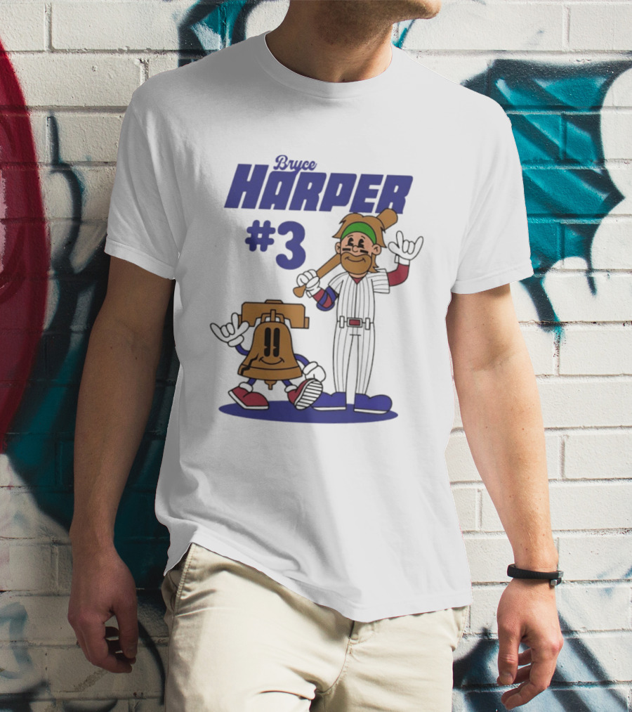 Bryce Harper #3 Philadelphia Phillies MLB Liberty Bell Animated Players T-Shirt