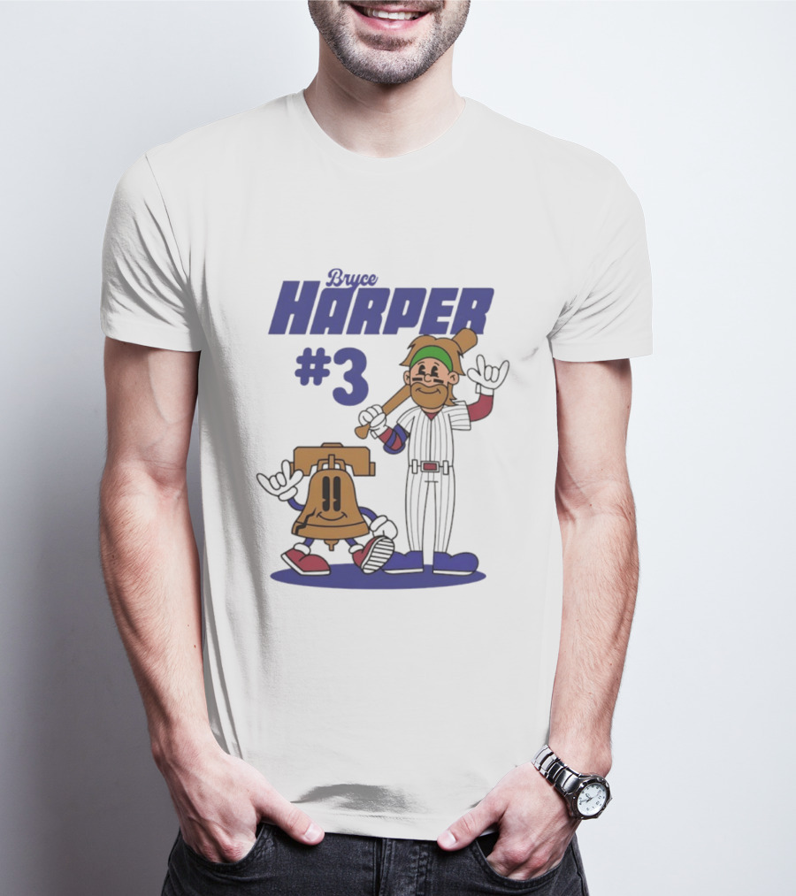 Bryce Harper #3 Philadelphia Phillies MLB Liberty Bell Animated Players T-Shirt