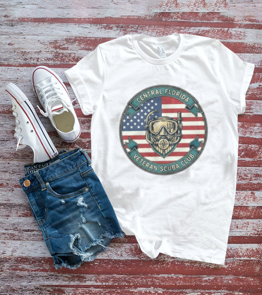 Central Florida Veteran Scuba Club American Flag Dive Mask T-Shirt