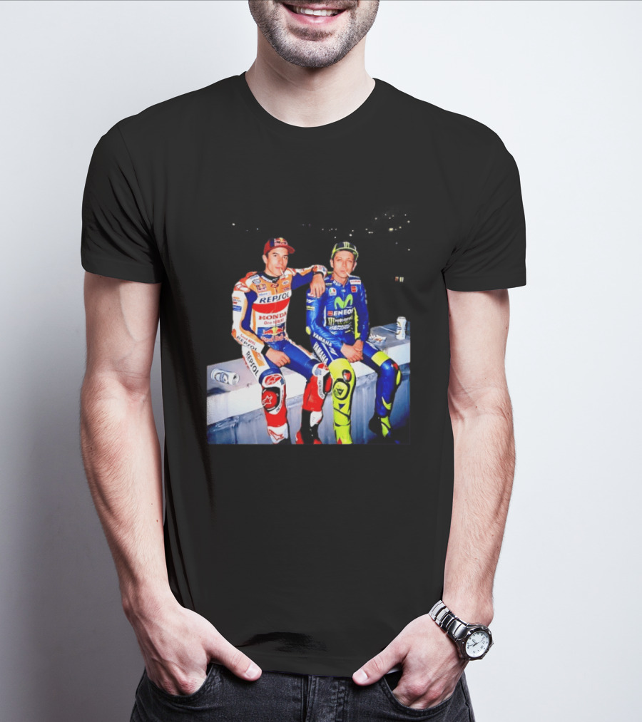 Valentino Rossi Marc Marquez MotoGP Repsol Yamaha Smoking Beer T-Shirt