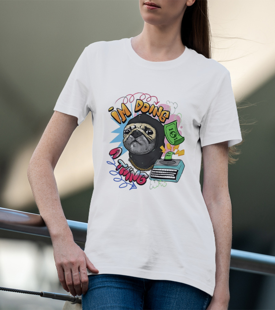 Roodabeguh Im Doing A Thing Funny Sloth In With Money And Typewriter T-Shirt