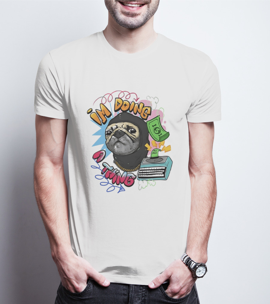 Roodabeguh Im Doing A Thing Funny Sloth In With Money And Typewriter T-Shirt