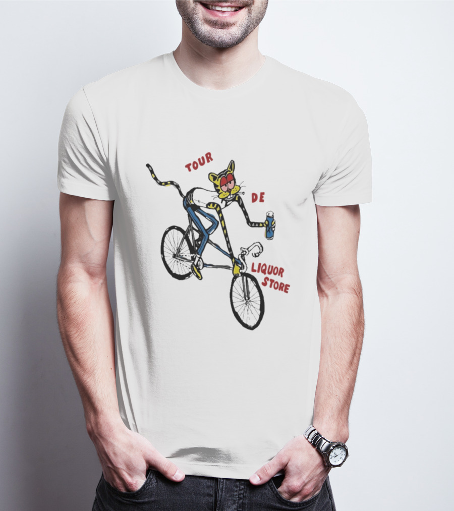 Tour De Liquor Store Cat Bicycle Cycling T-Shirt