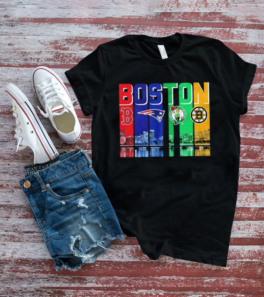 Boston Red Sox Patriots Celtics Bruins Skyline T-Shirt
