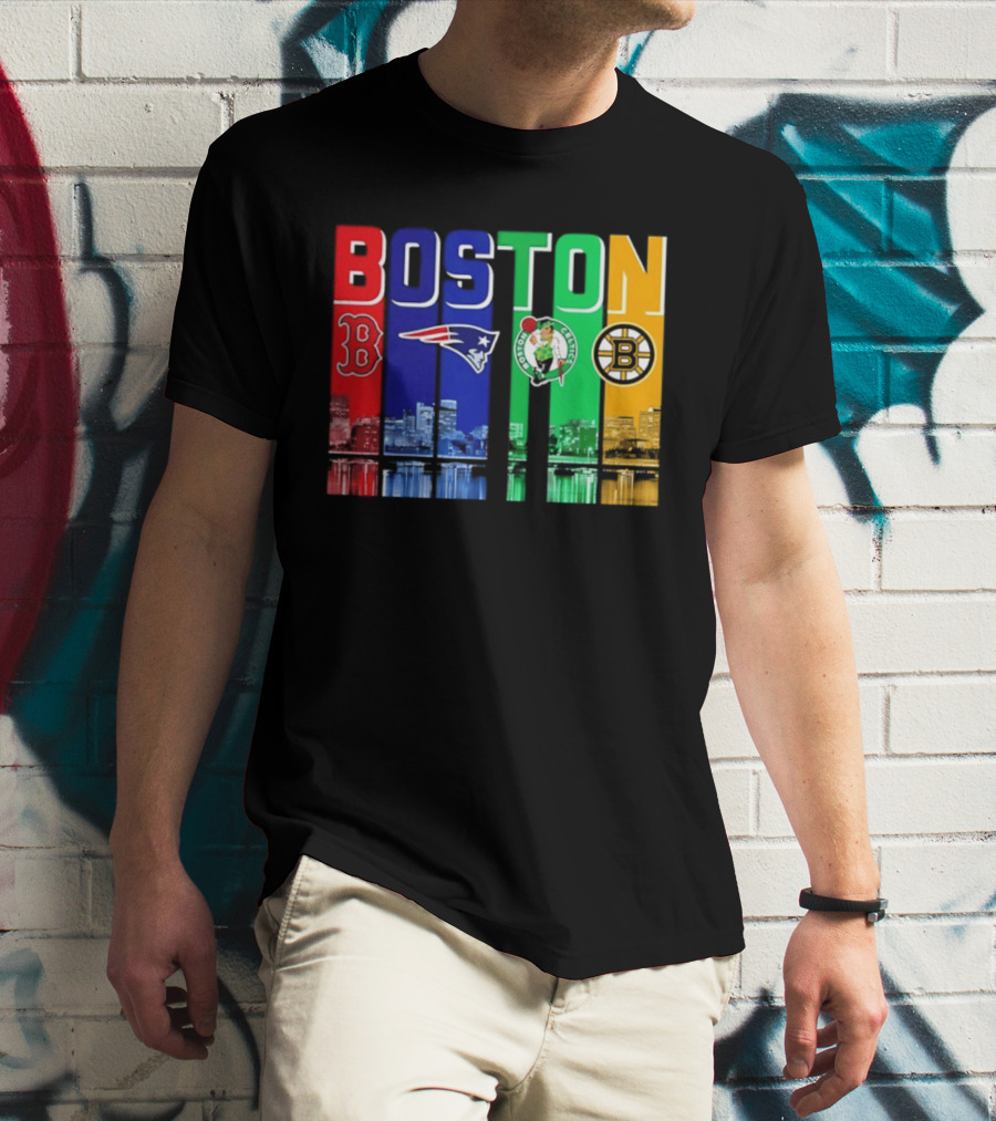 Boston Red Sox Patriots Celtics Bruins Skyline T-Shirt