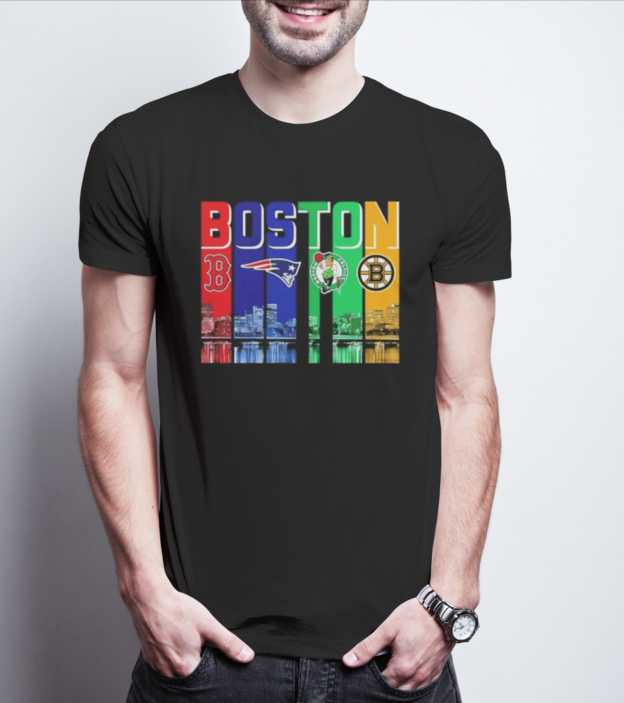 Boston Red Sox Patriots Celtics Bruins Skyline T-Shirt