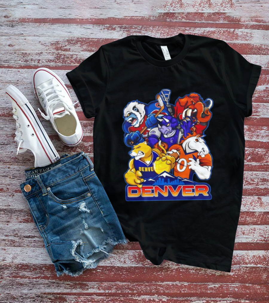 Denver Sports Teams Mascot Collage Featuring Iconic City T-Shirt