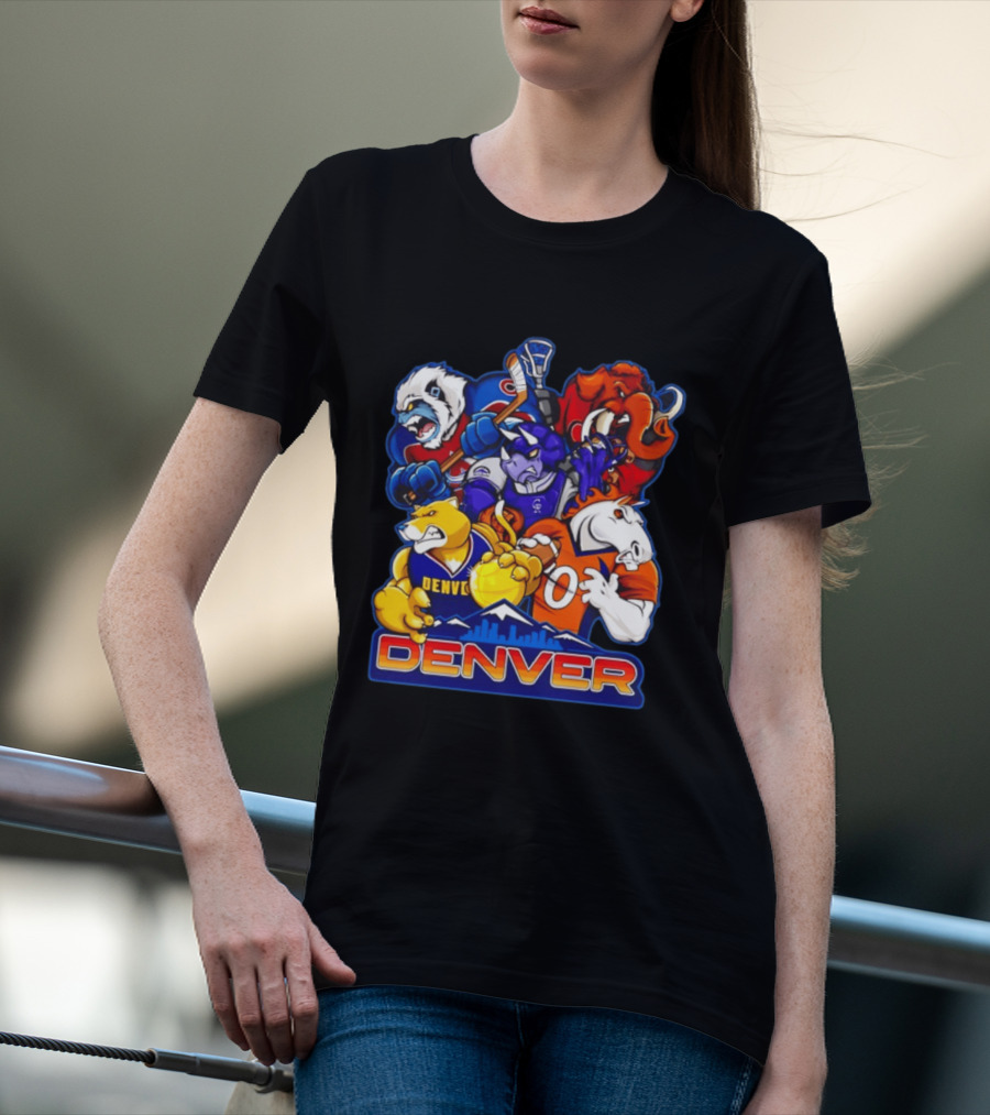 Denver Sports Teams Mascot Collage Featuring Iconic City T-Shirt