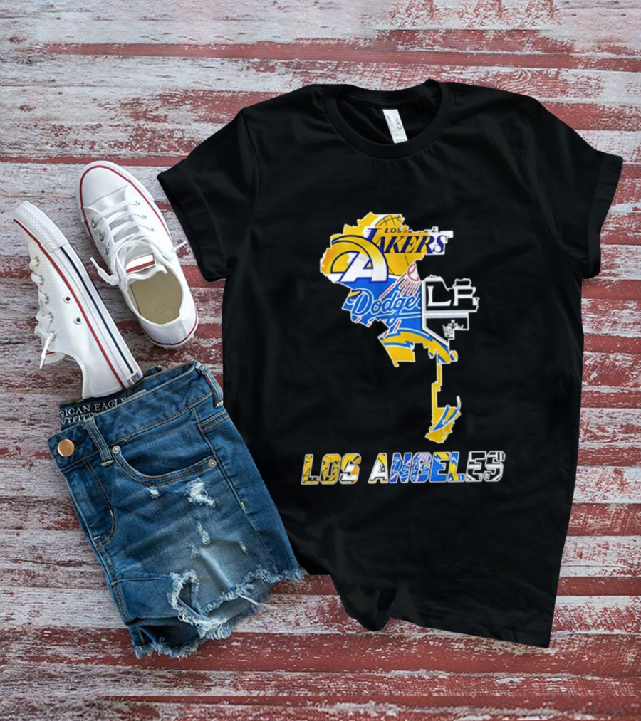 Los Angeles Lakers Dodgers Rams Chargers Kings Map Season 2026 T-Shirt