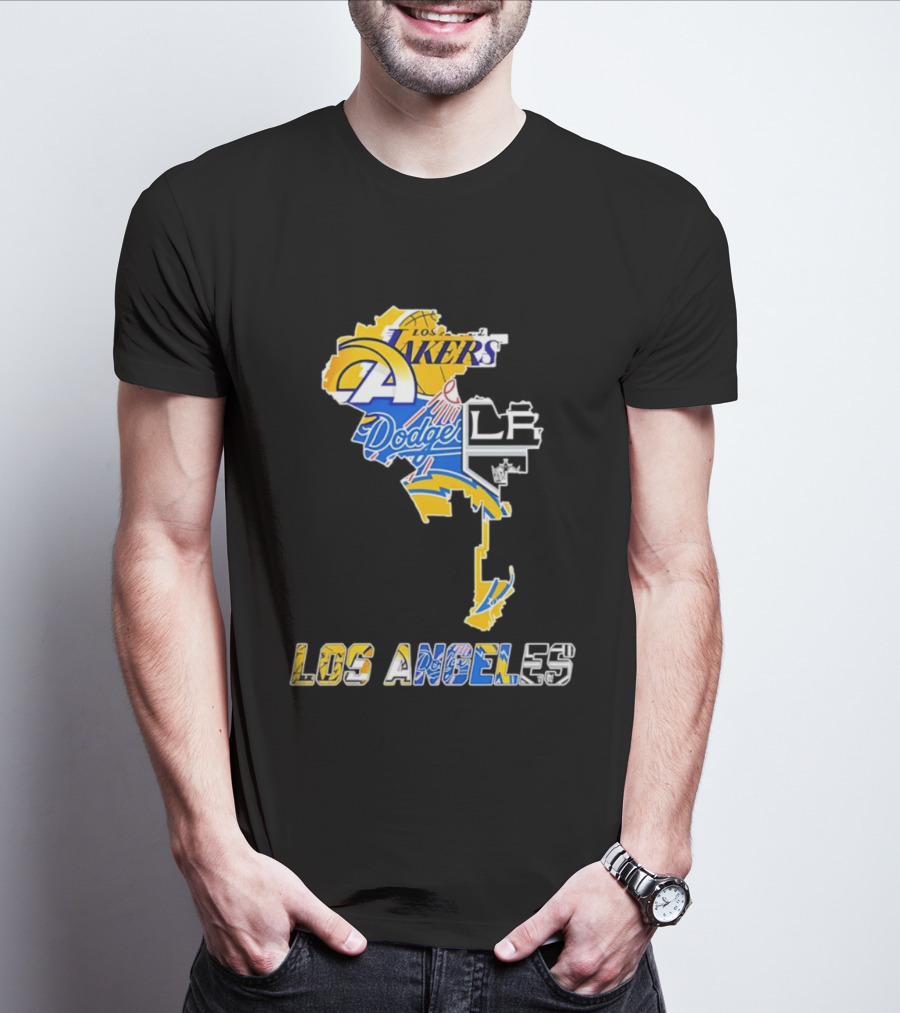 Los Angeles Lakers Dodgers Rams Chargers Kings Map Season 2026 T-Shirt