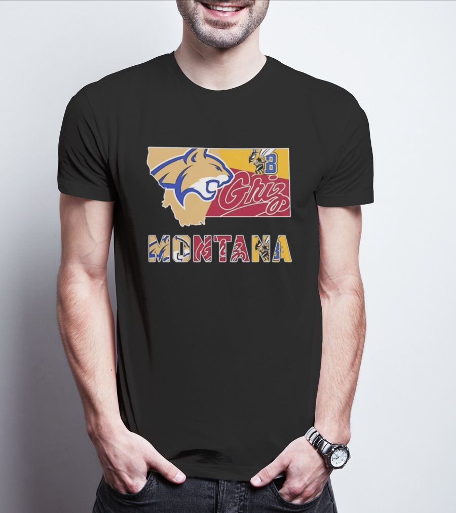 Montana Bobcats Griz 2026 College Football Map T-Shirt