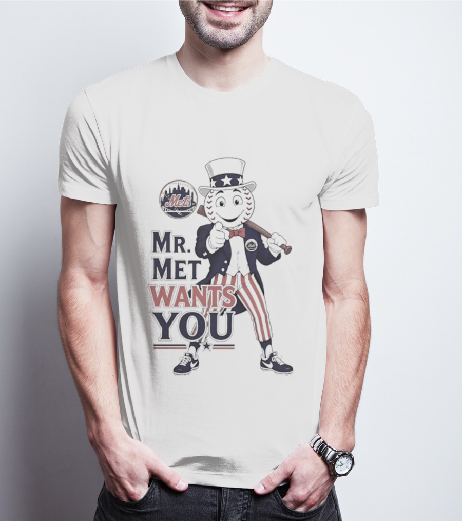 Mr. Met Wants You New York Mets Uncle Sam Baseball Fan T-Shirt
