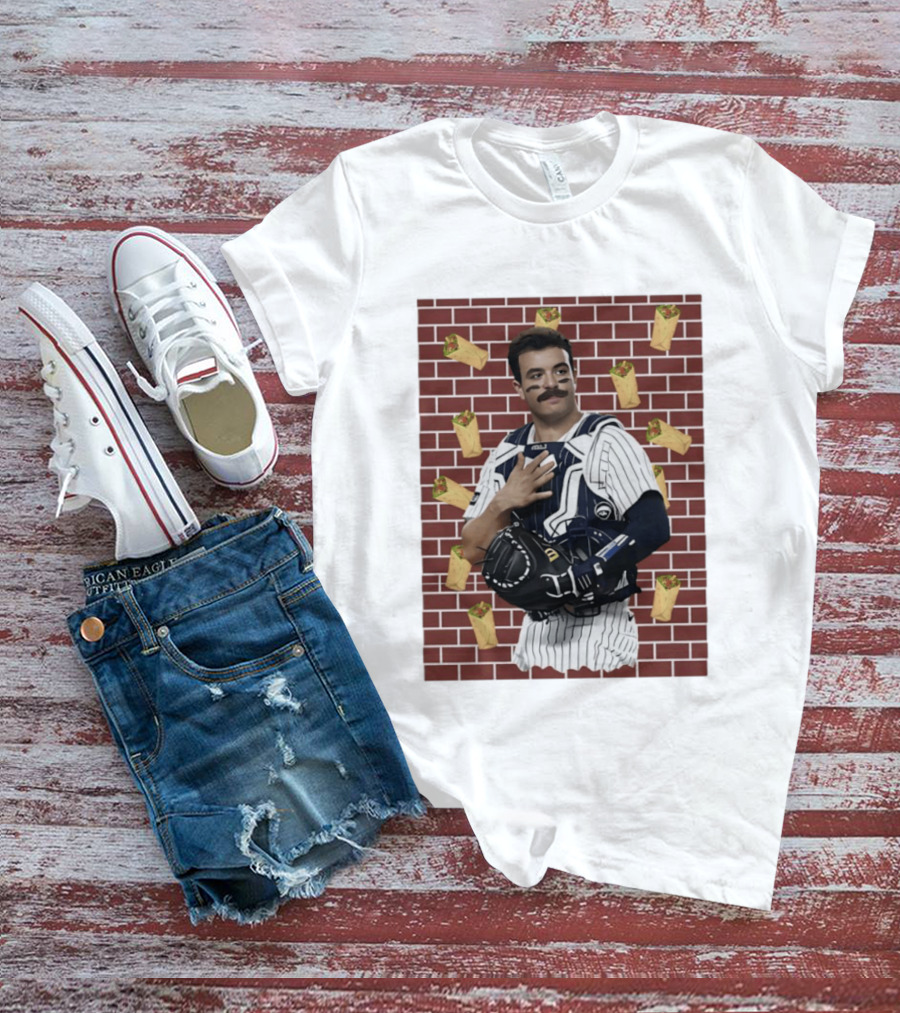 Yankees Austin Wells Catcher With Brick Wall And Burrito T-Shirt