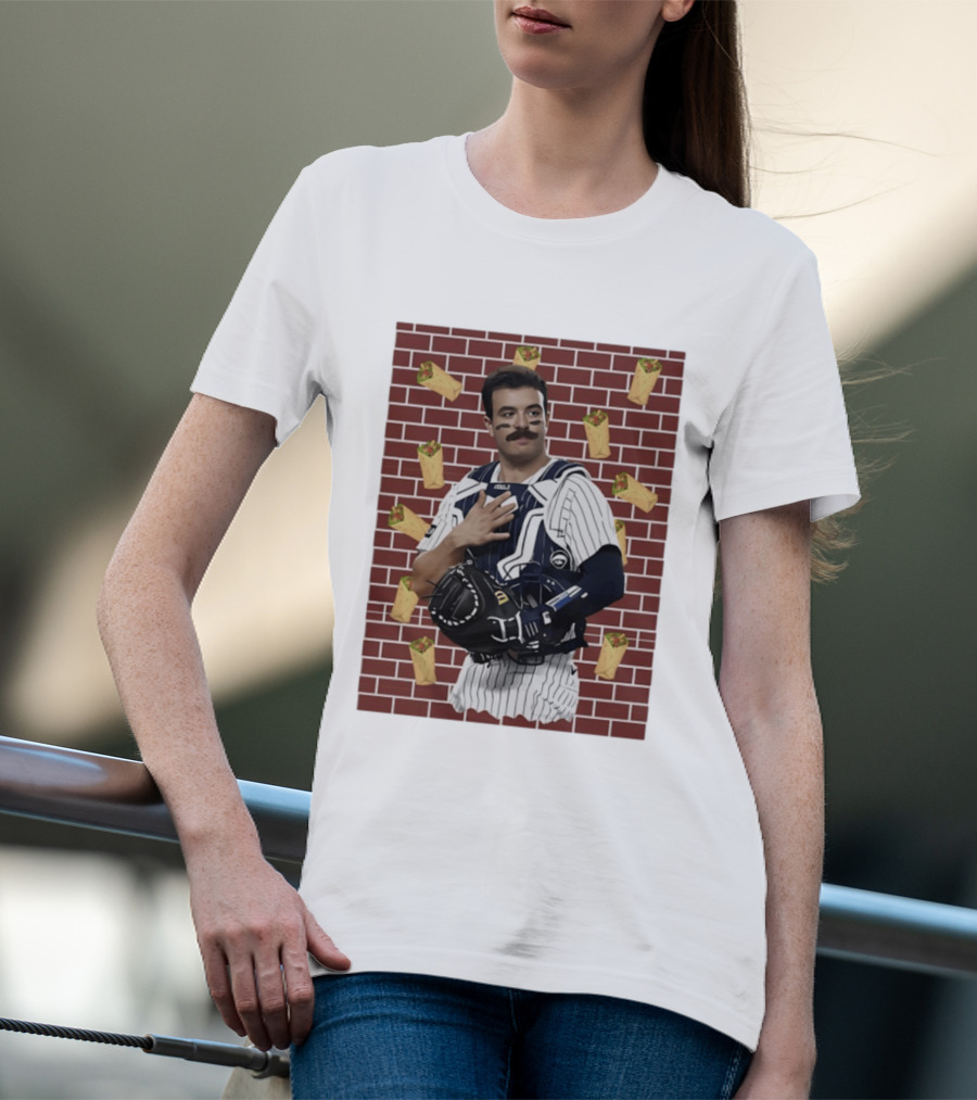 Yankees Austin Wells Catcher With Brick Wall And Burrito T-Shirt