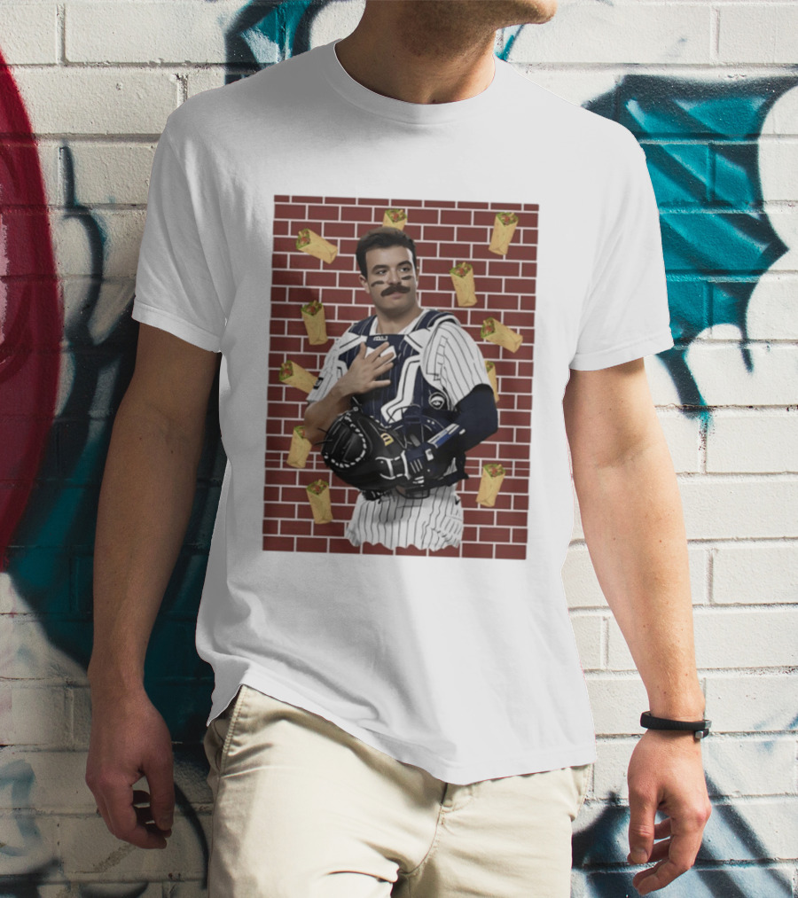 Yankees Austin Wells Catcher With Brick Wall And Burrito T-Shirt