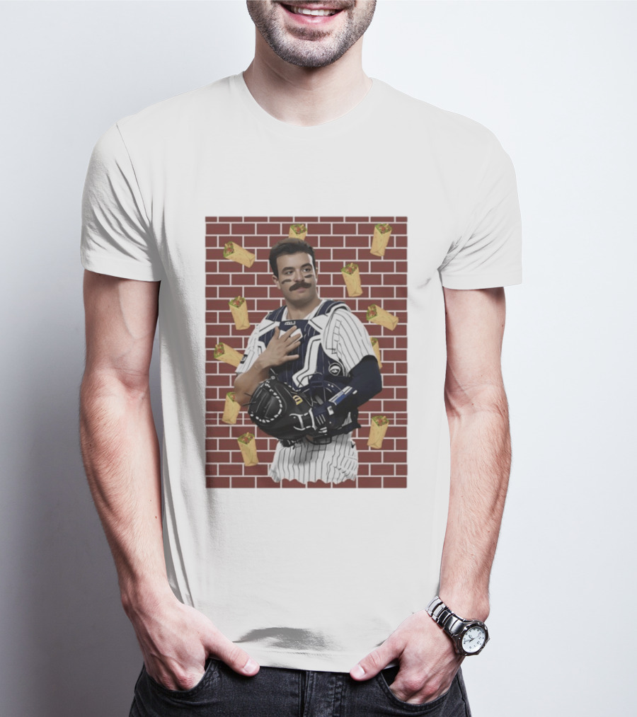 Yankees Austin Wells Catcher With Brick Wall And Burrito T-Shirt