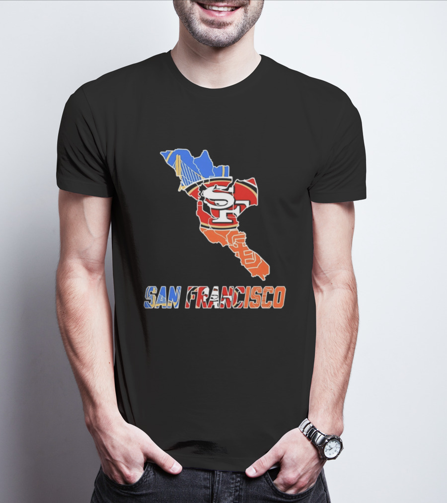 San Francisco State Map Golden State Warriors 49ers 2026 T-Shirt