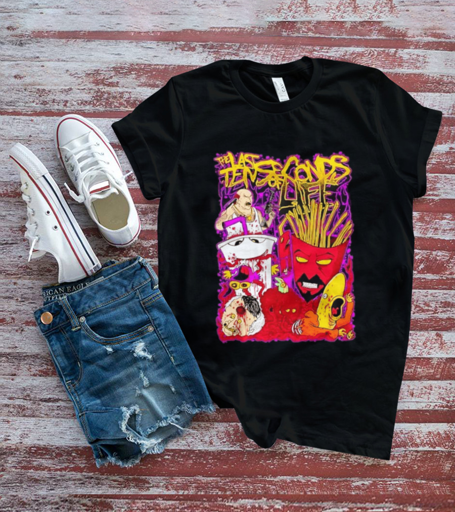The Last Ten Seconds Of Life Aqua Teen Hunger Force Characters Frylock Master Shake Meatwad Carl T-Shirt