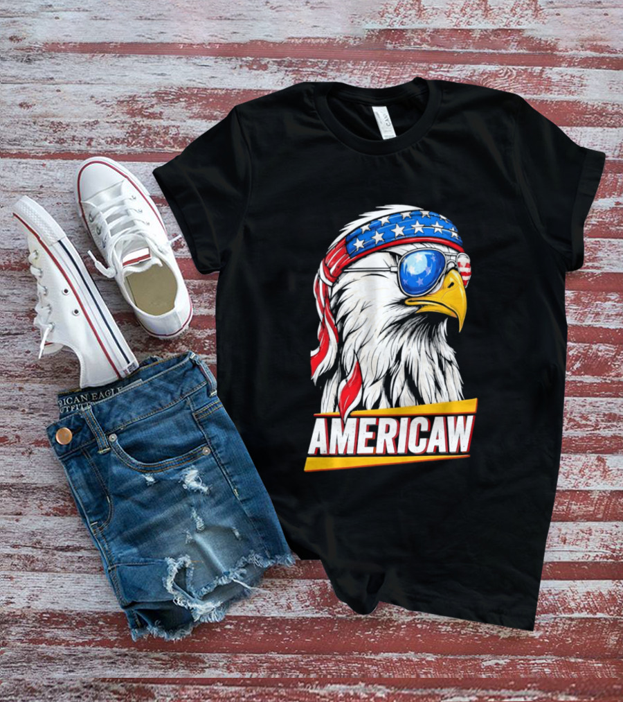 Bald Eagle Americaw Bandana American Flag USA T-Shirt