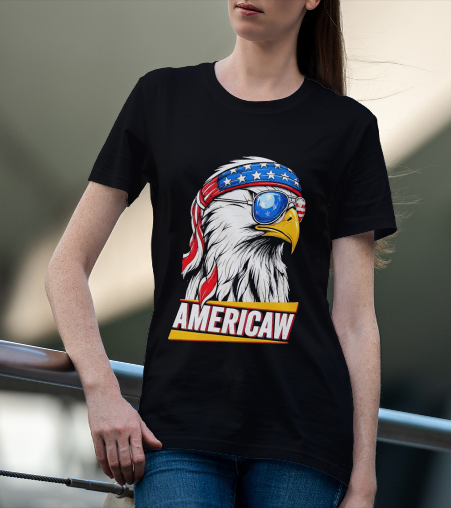 Bald Eagle Americaw Bandana American Flag USA T-Shirt