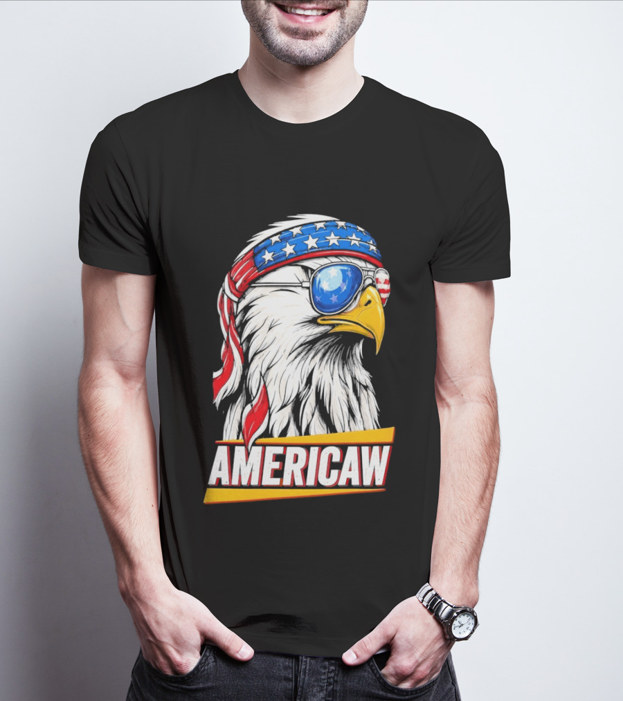 Bald Eagle Americaw Bandana American Flag USA T-Shirt