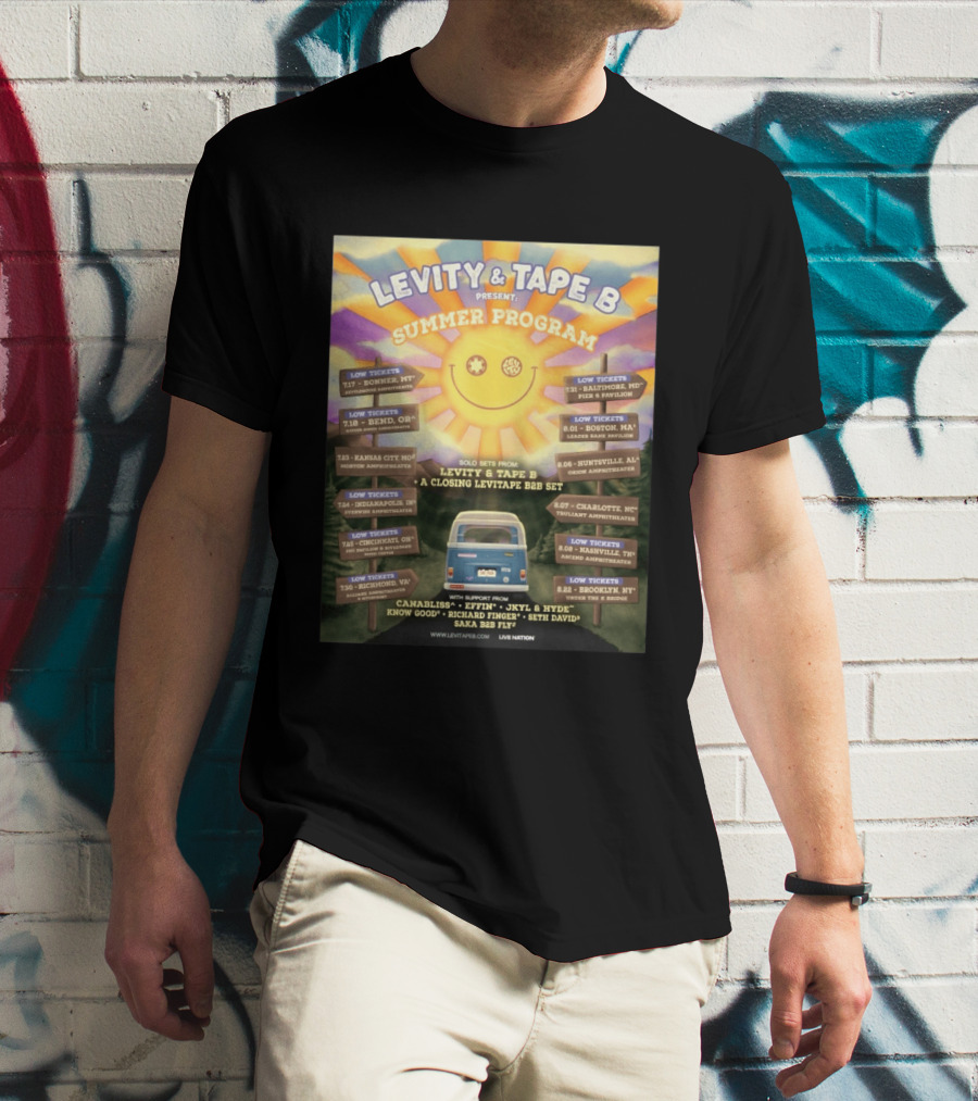 Levity & Tape B Summer Program 2026 Tour Dates Featuring Levitate B2B Set With Canabliss Effin Jkyl & Hyde T-Shirt