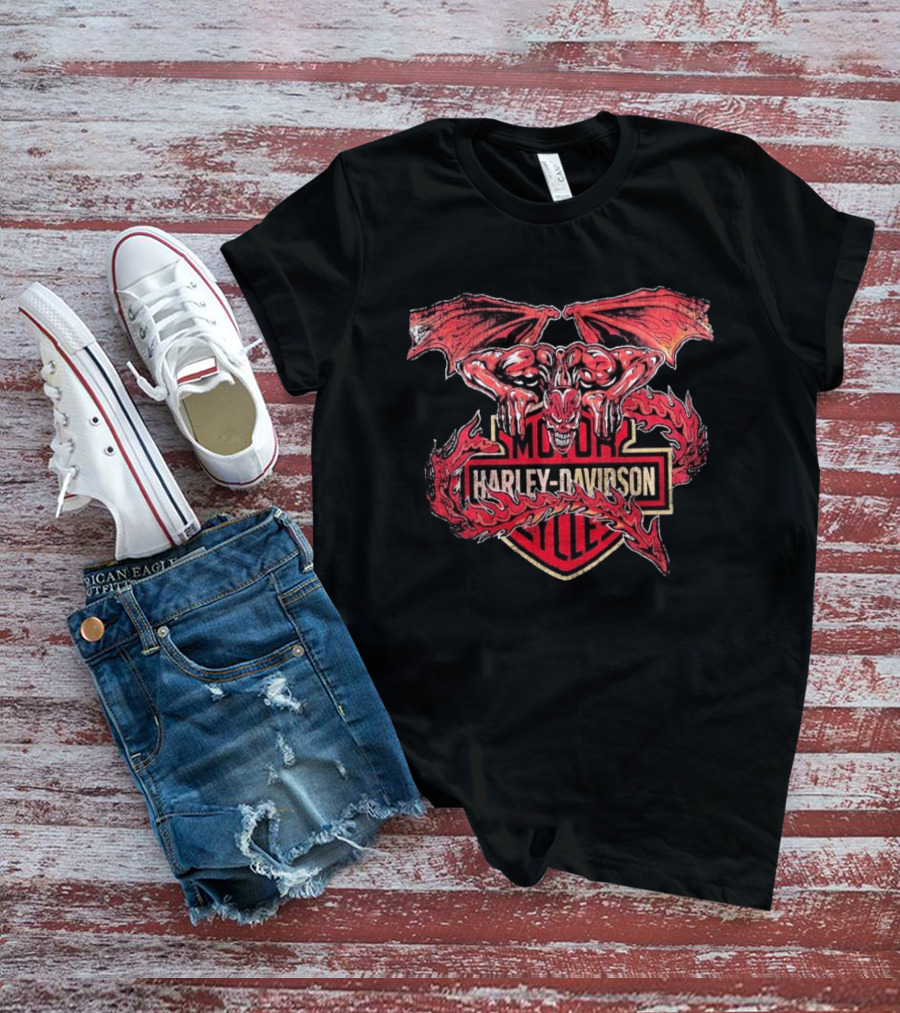 Warren Lotas Harley Davidson Gargoyle Motor Cycles T-Shirt