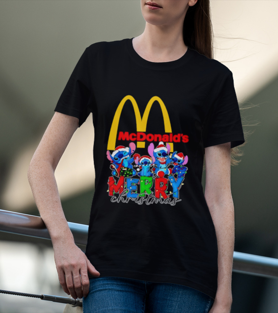 McDonald's Stitch Merry Christmas 2025 T-Shirt