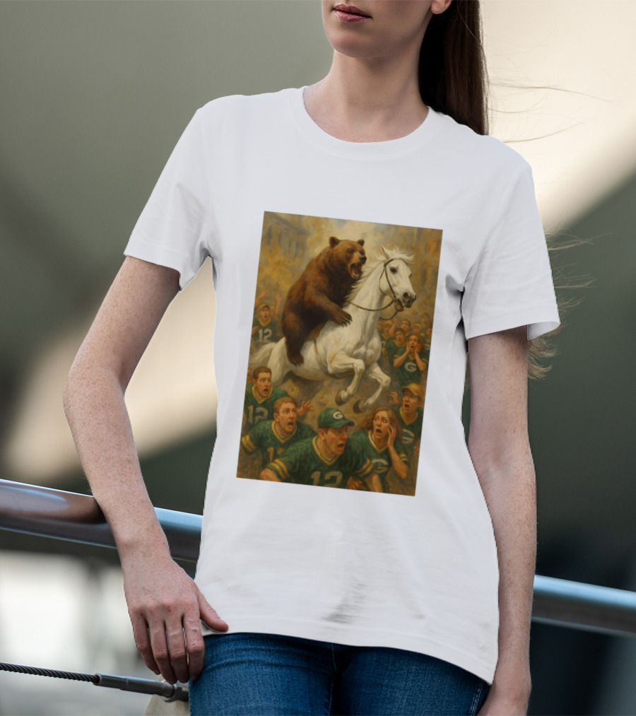 Bear Riding Horse Surprising Green Bay Packers Fans NFL Humor T-Shirt