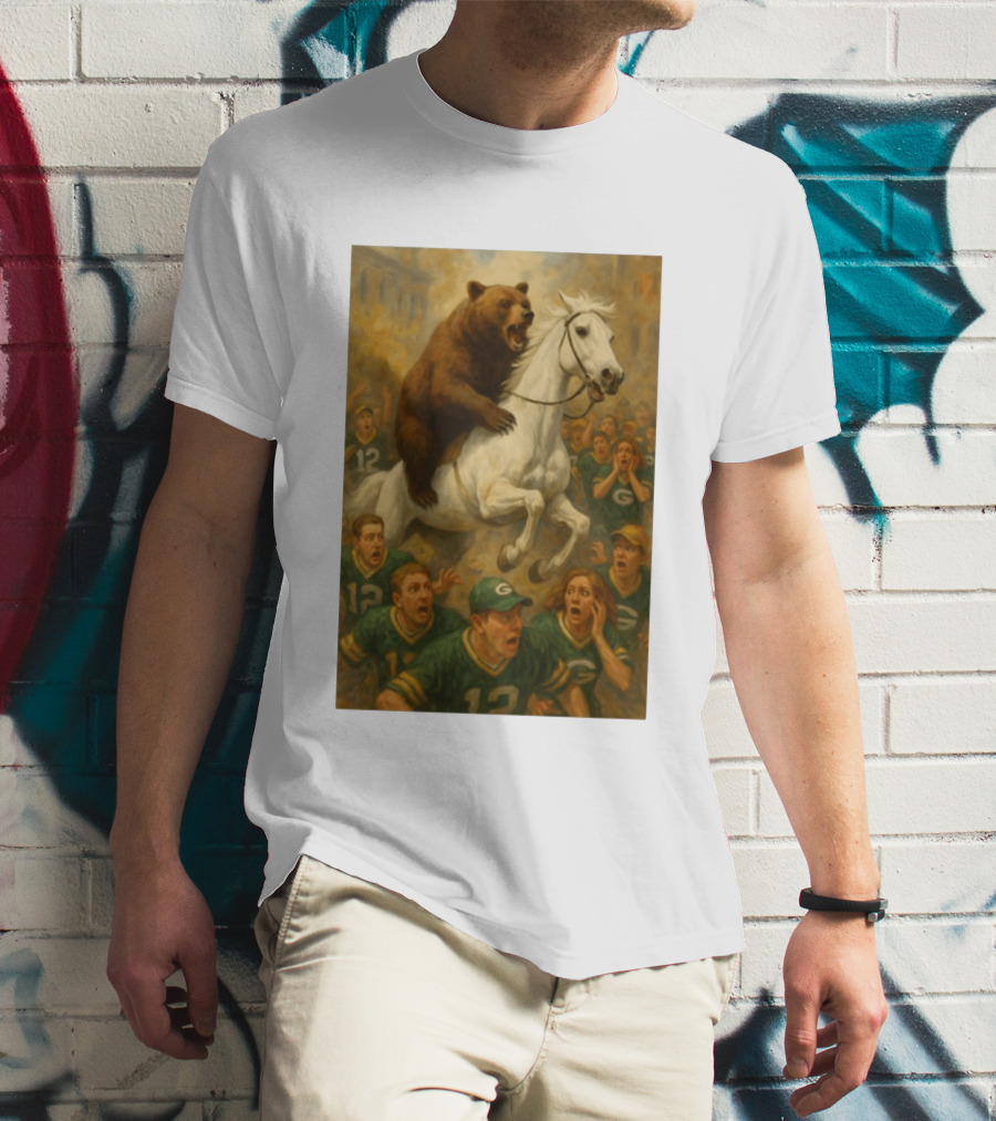 Bear Riding Horse Surprising Green Bay Packers Fans NFL Humor T-Shirt