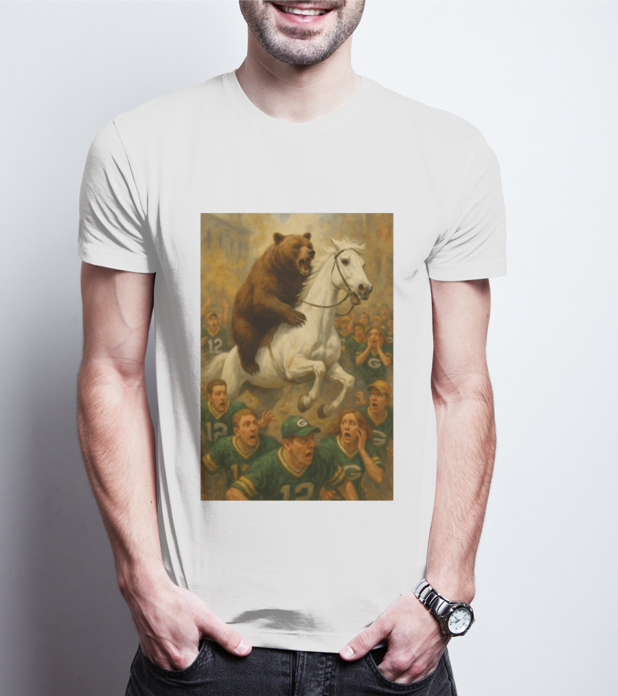 Bear Riding Horse Surprising Green Bay Packers Fans NFL Humor T-Shirt